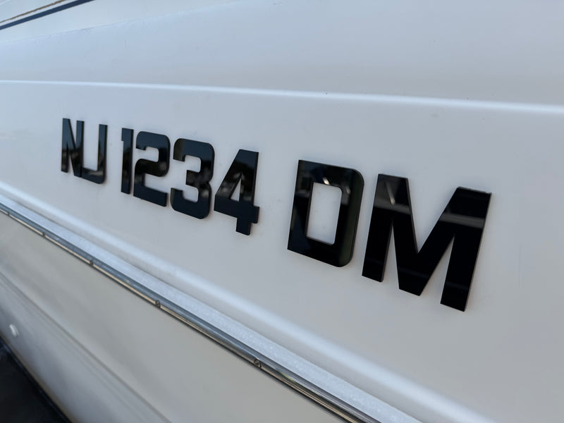 Custom Axis Wake Boat 3D Emblem Style Matched Registration Numbers and Badges 1/8" Thick with Adhesive