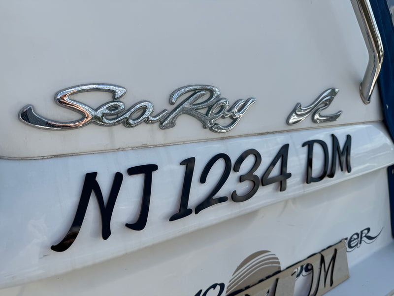 Custom Sea Ray Style 3D Emblem Style Matched Registration Numbers and Badges 1/8" Thick with Adhesive