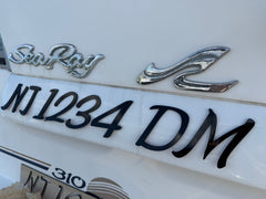 Custom Sea Ray Style 3D Emblem Style Matched Registration Numbers and Badges 1/8