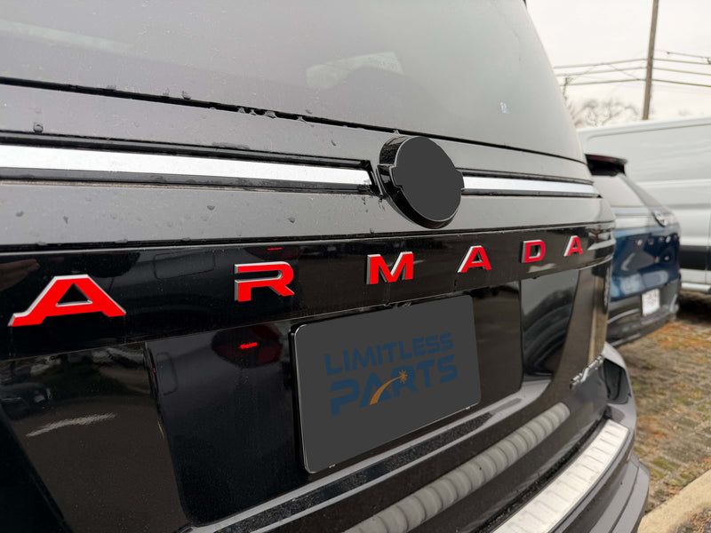 Rear Emblem Overlay Compatible with 2026 Nissan Armada – 1/16" Thick ABS Plastic Badge Cover – NOT Thin Vinyl Decal – Premium 3D Raised Rear Logo Overlay – All Models